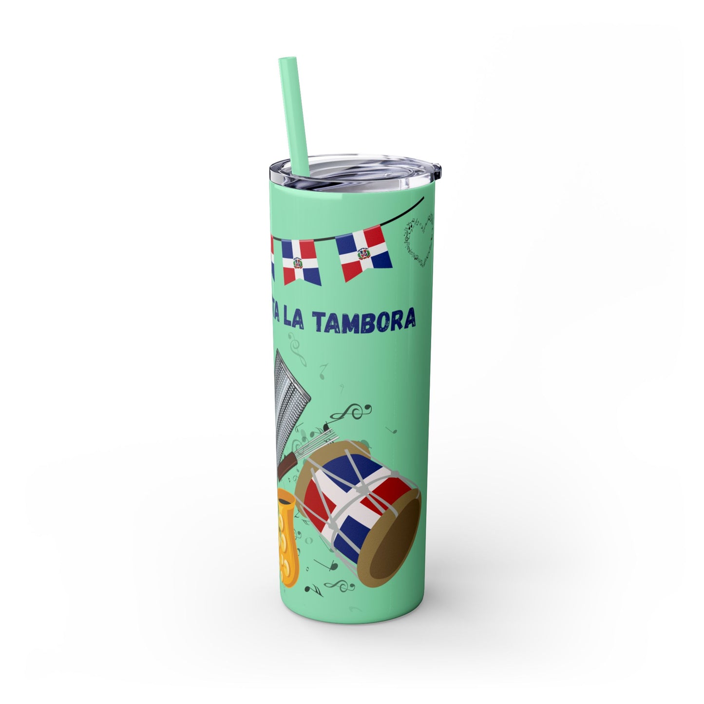 Dominican Fiesta Skinny Tumbler with Straw, 20oz - Perfect for Celebrations!