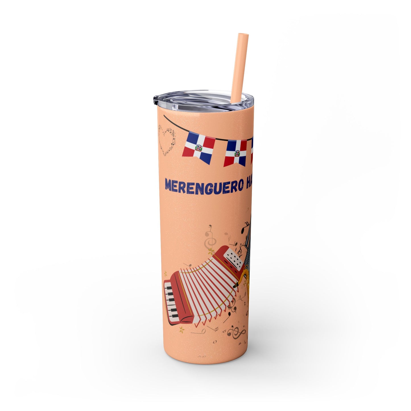 Dominican Fiesta Skinny Tumbler with Straw, 20oz - Perfect for Celebrations!