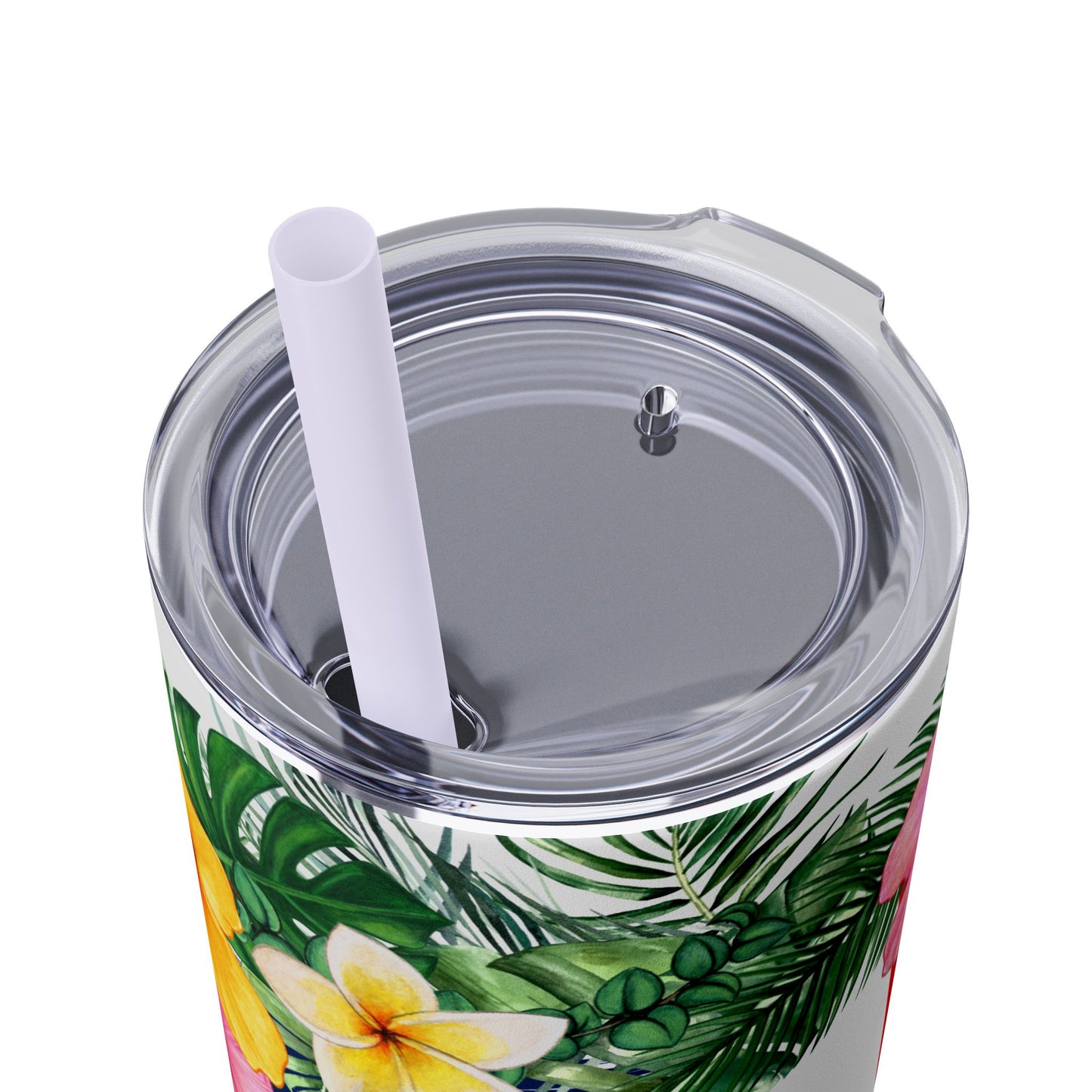 Dominican Republic Floral Skinny Tumbler with Straw - 20oz Travel Mug