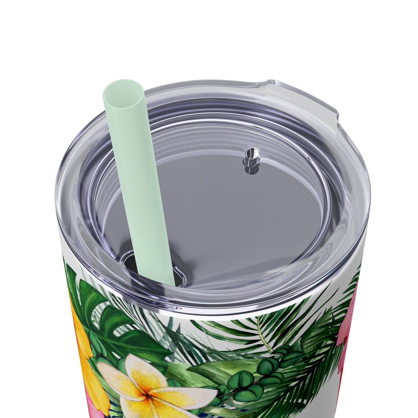 Dominican Republic Floral Skinny Tumbler with Straw - 20oz Travel Mug