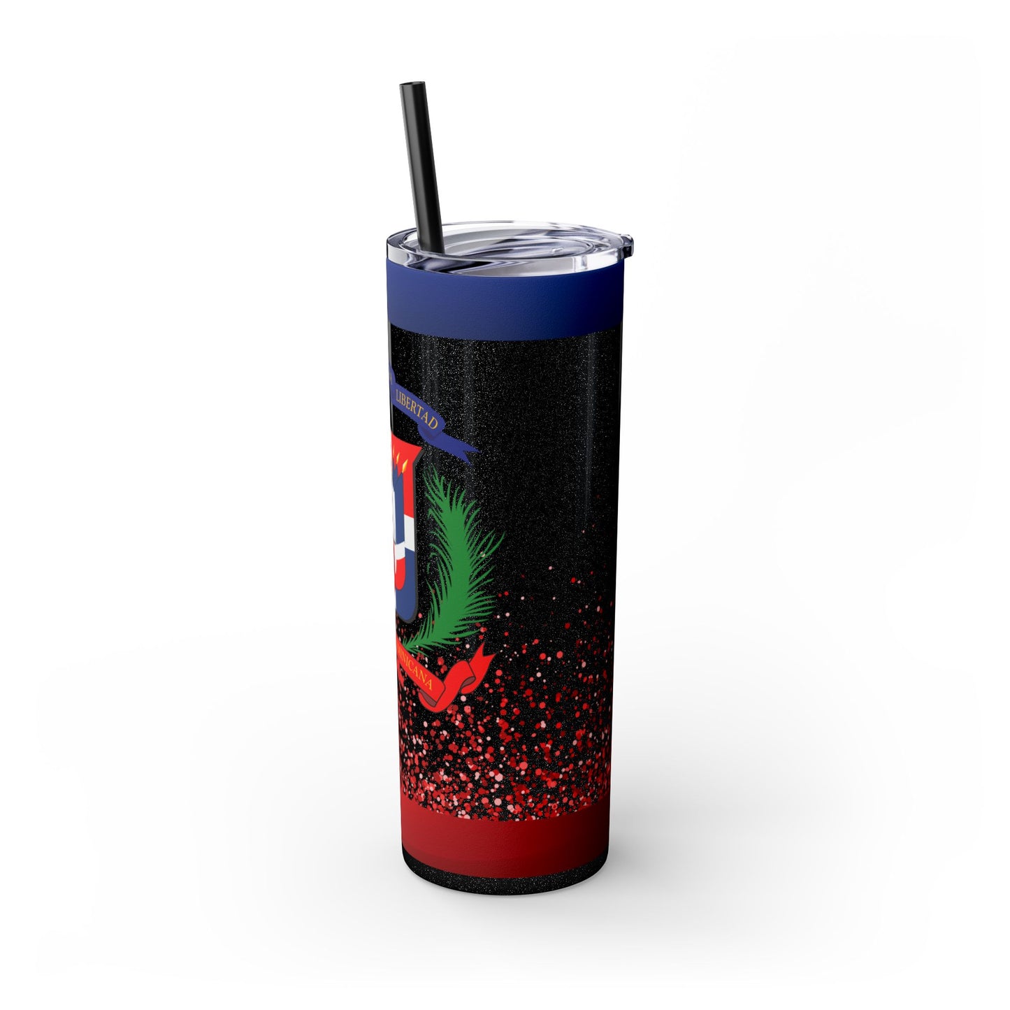 Dominican Republic Skinny Tumbler with Straw - 20oz Patriotic Drinkware