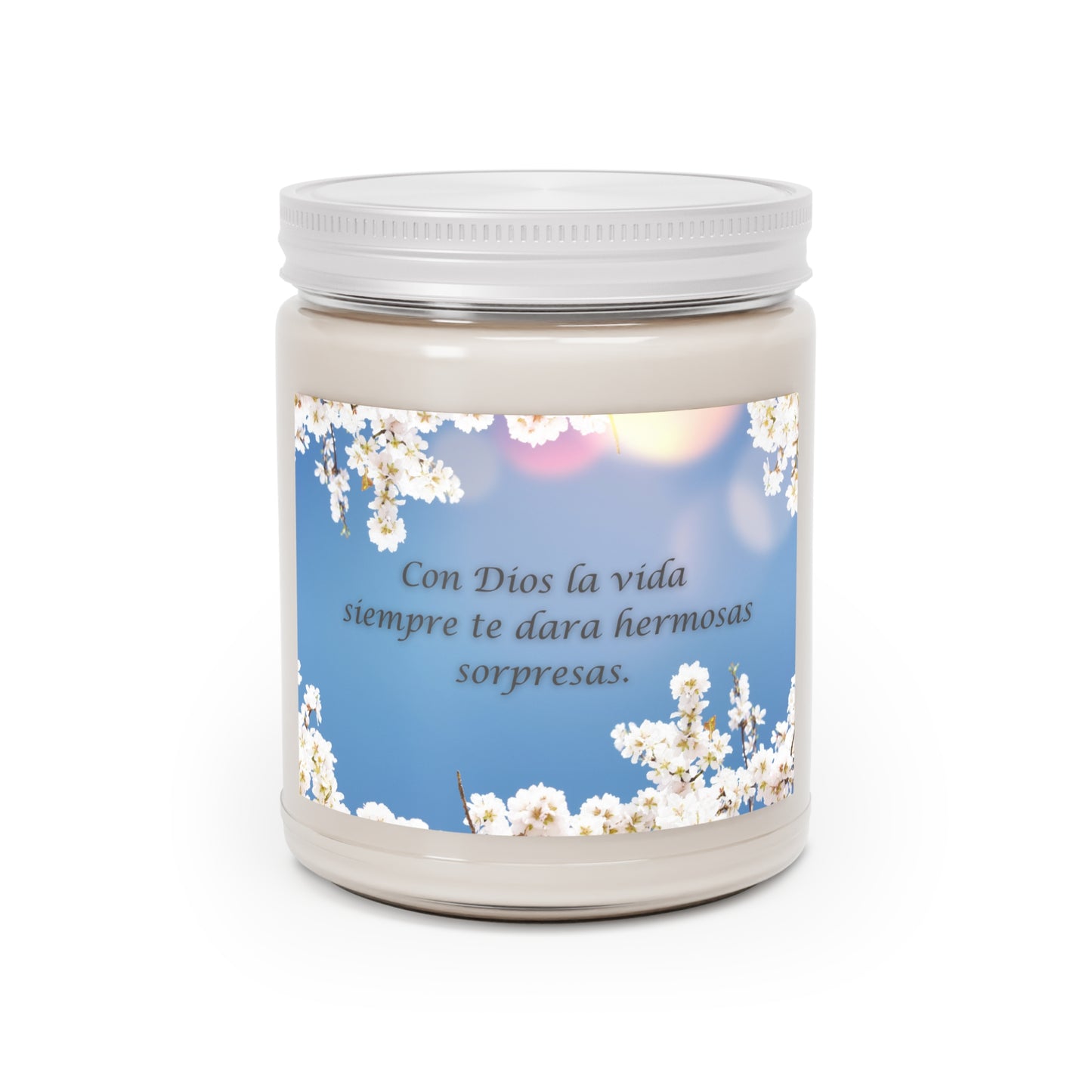 Vela Aromatica - 9oz - "Con Dios la vida siempre te dara hermosas sorpresas"