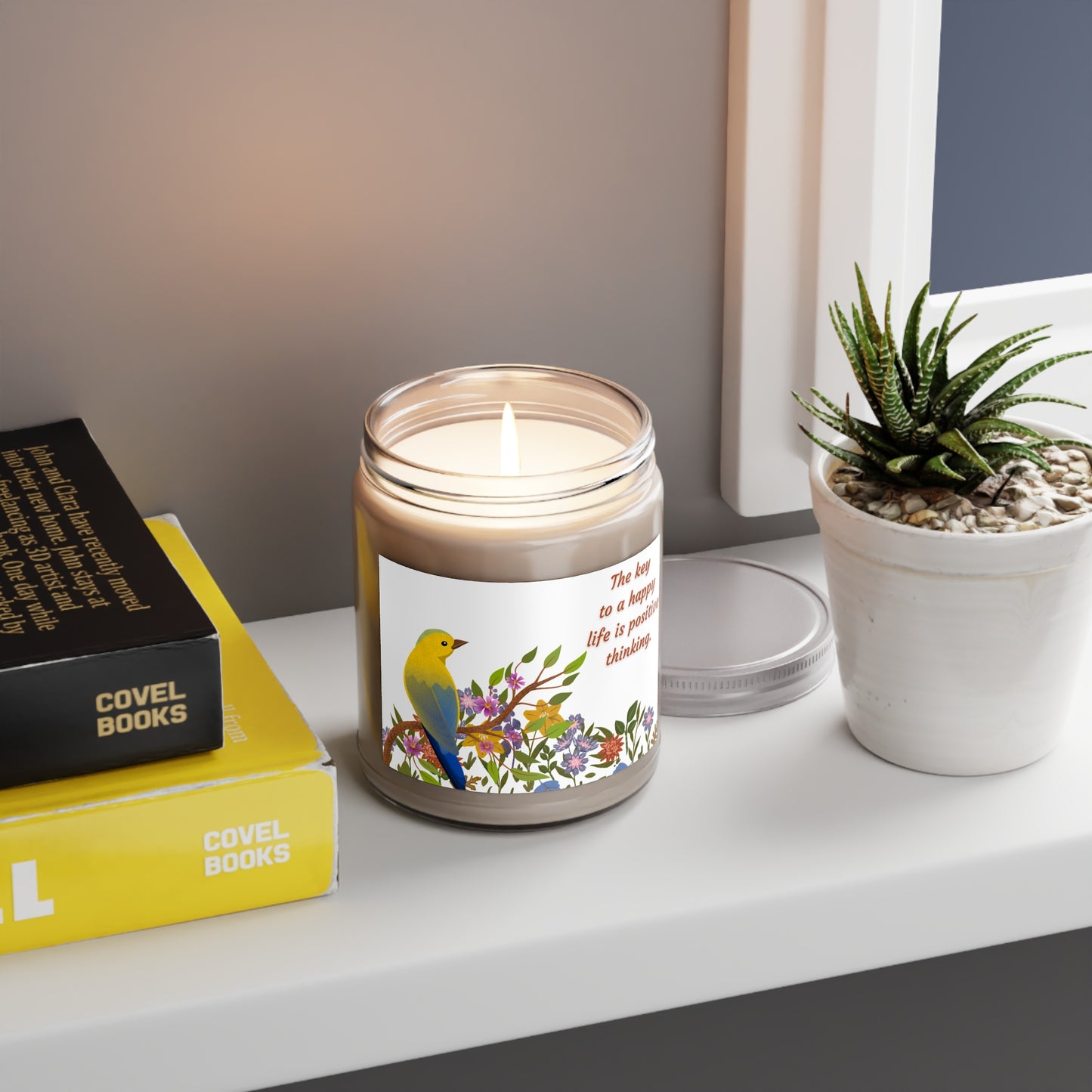 Scented Candle - 9oz -" The key to happiness is positive thinking"