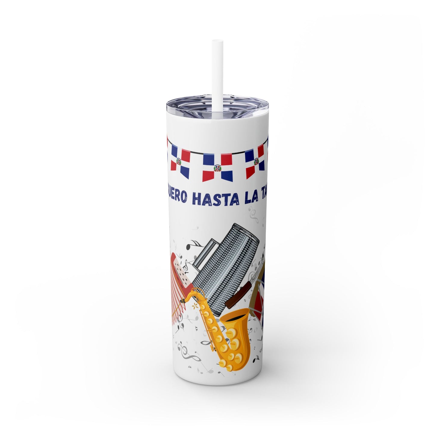 Dominican Fiesta Skinny Tumbler with Straw, 20oz - Perfect for Celebrations!
