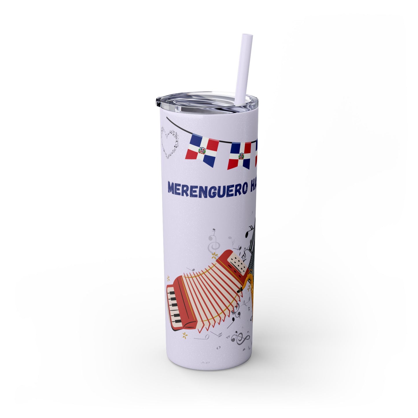 Dominican Fiesta Skinny Tumbler with Straw, 20oz - Perfect for Celebrations!