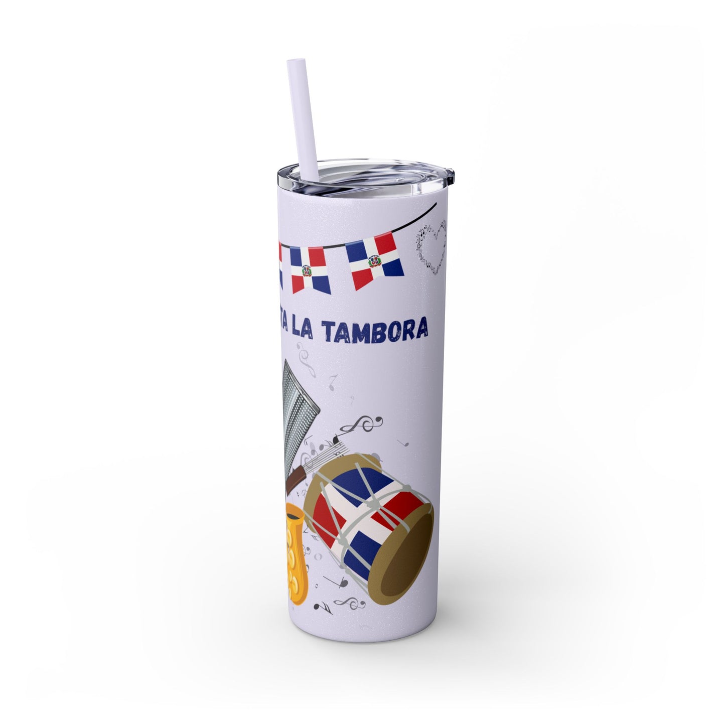 Dominican Fiesta Skinny Tumbler with Straw, 20oz - Perfect for Celebrations!