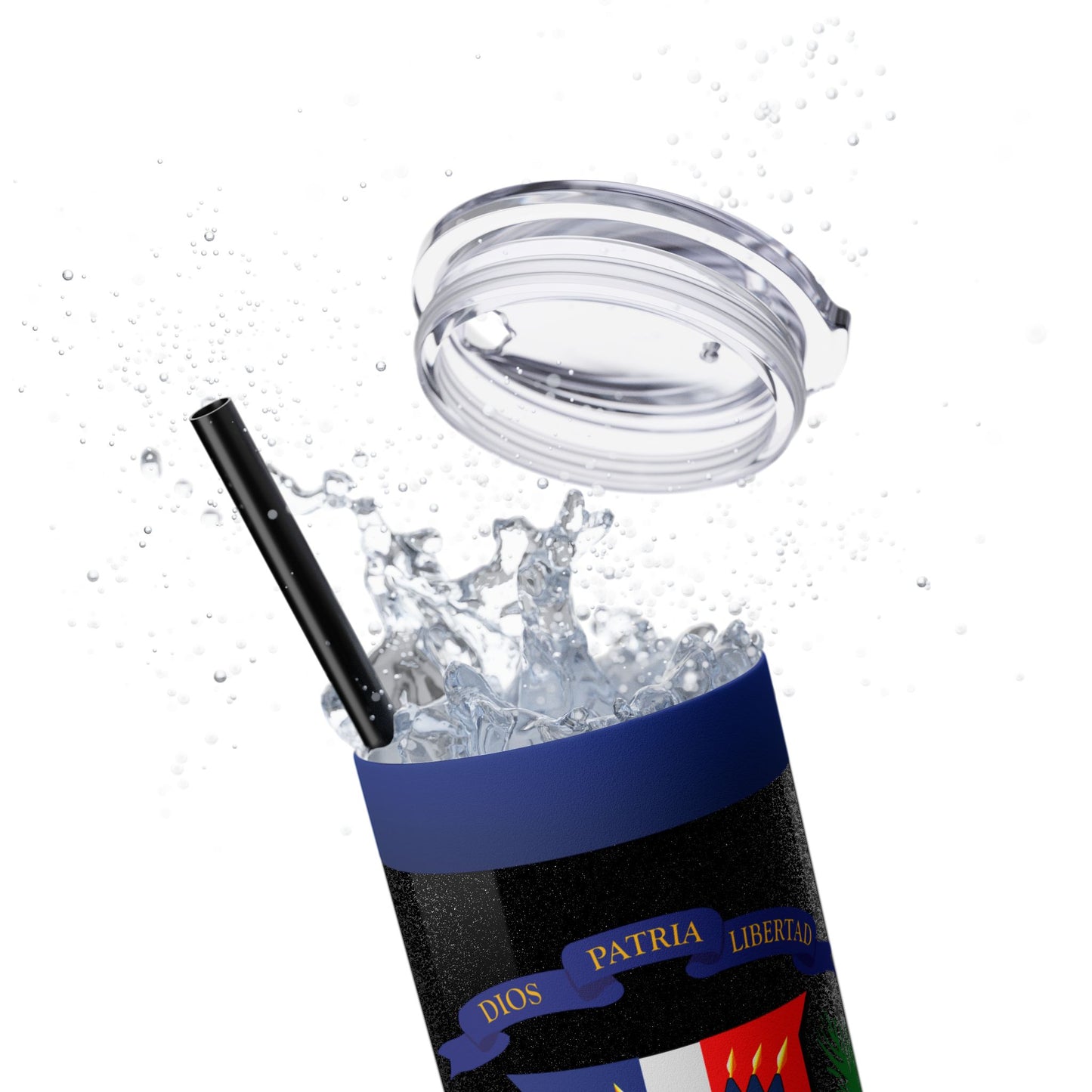 Dominican Republic Skinny Tumbler with Straw - 20oz Patriotic Drinkware