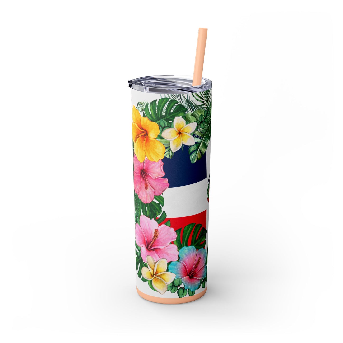 Dominican Republic Floral Skinny Tumbler with Straw - 20oz Travel Mug