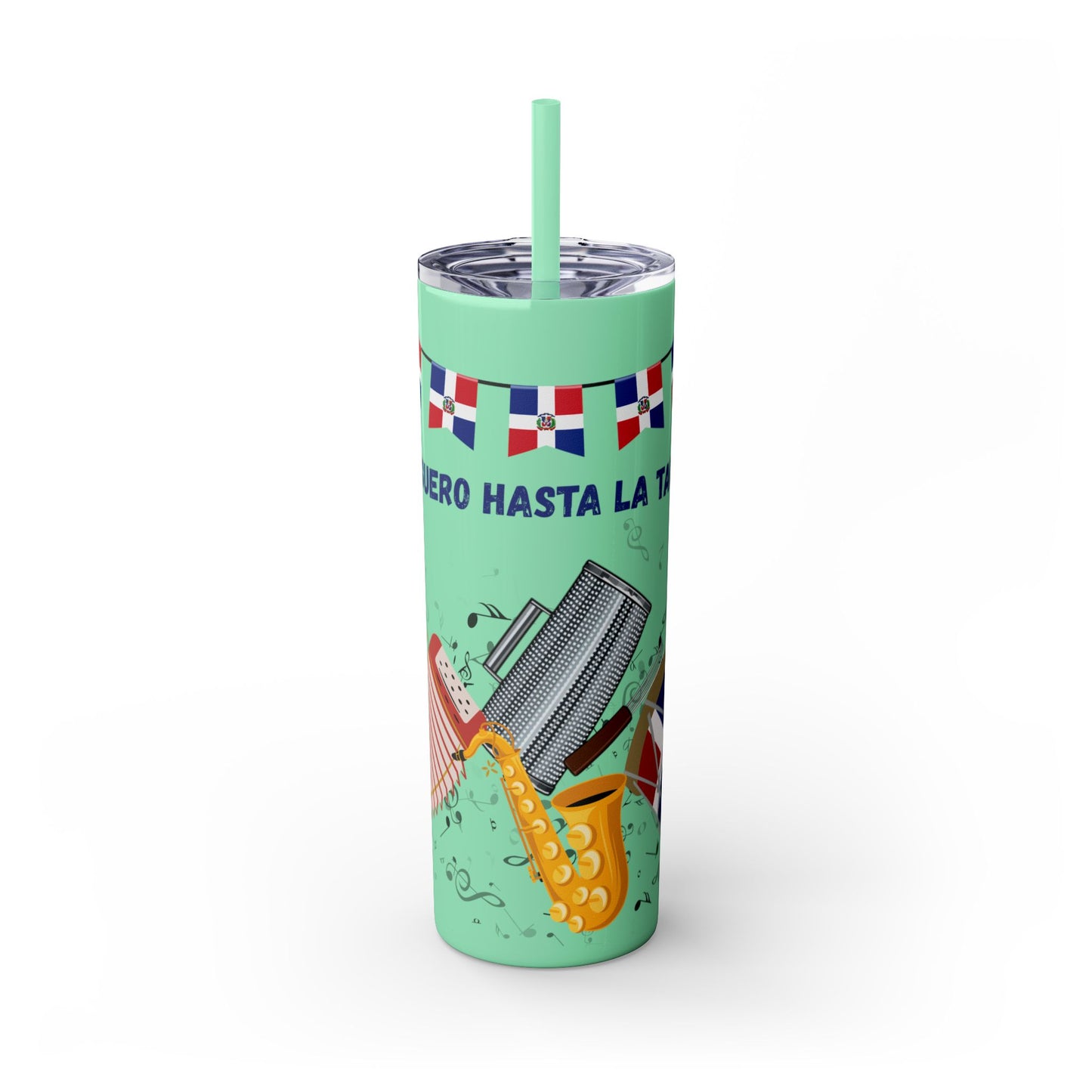 Dominican Fiesta Skinny Tumbler with Straw, 20oz - Perfect for Celebrations!