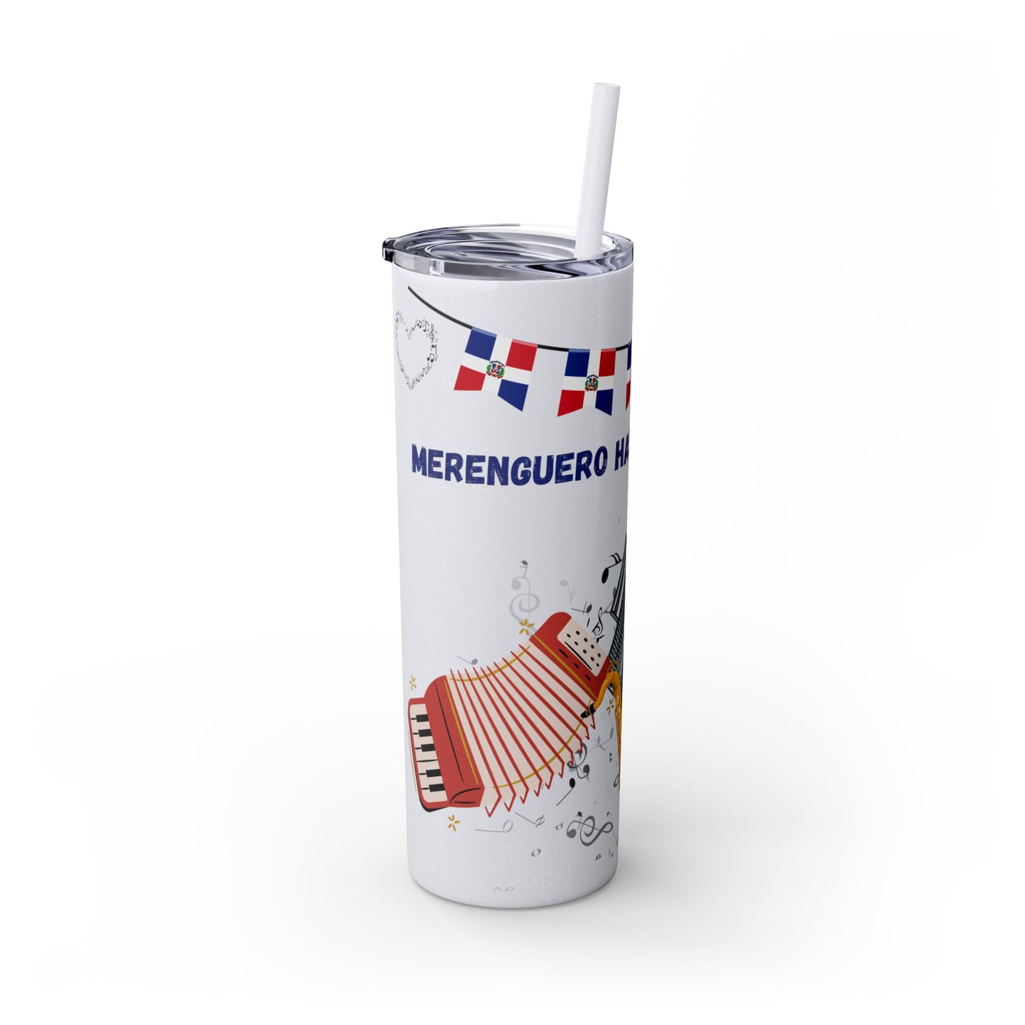 Dominican Fiesta Skinny Tumbler with Straw, 20oz - Perfect for Celebrations!