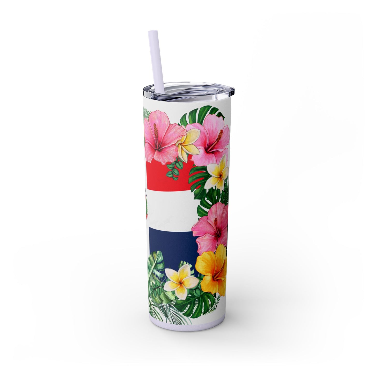 Dominican Republic Floral Skinny Tumbler with Straw - 20oz Travel Mug