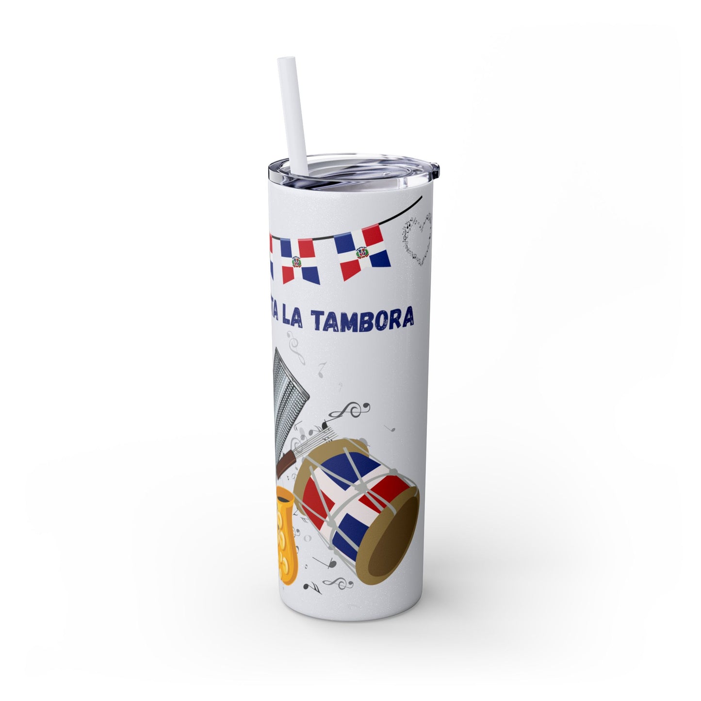 Dominican Fiesta Skinny Tumbler with Straw, 20oz - Perfect for Celebrations!