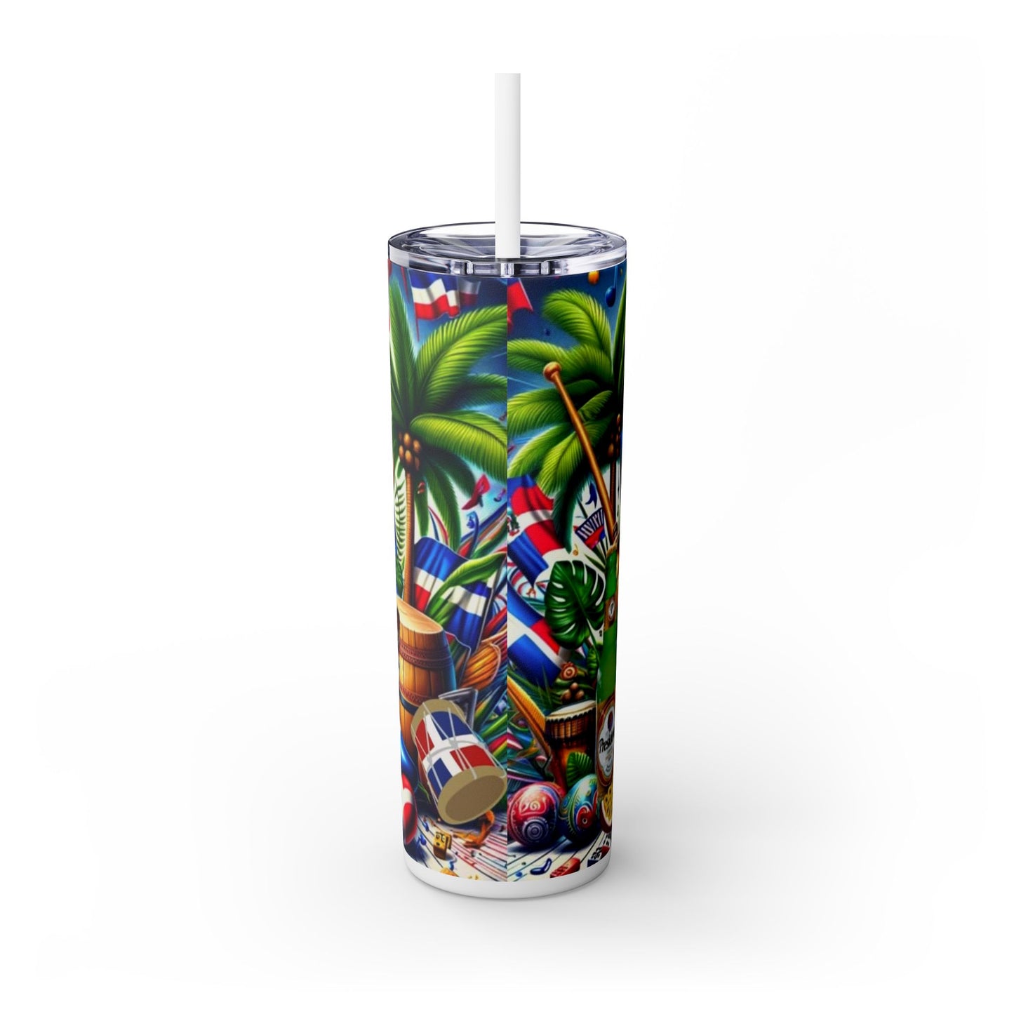 Vibrant Music-Themed Skinny Tumbler with Straw – 20oz