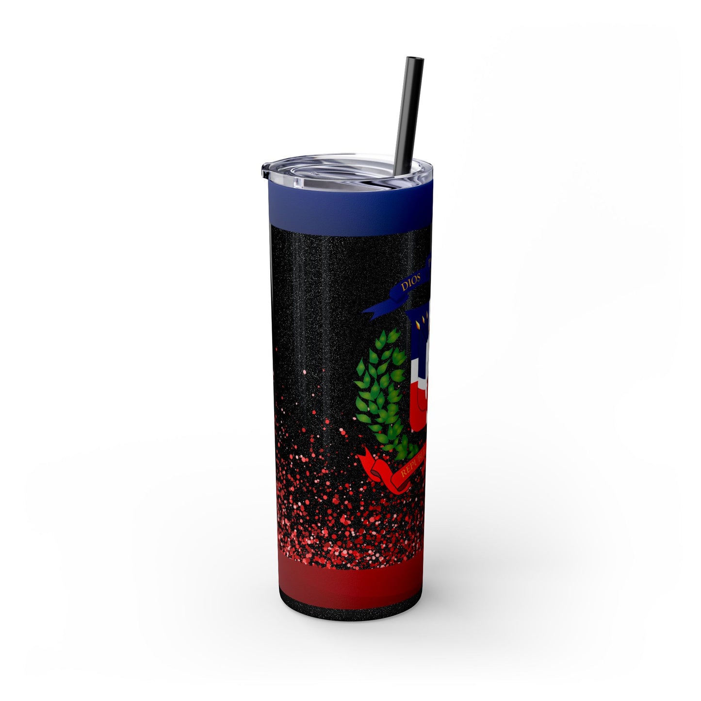 Dominican Republic Skinny Tumbler with Straw - 20oz Patriotic Drinkware