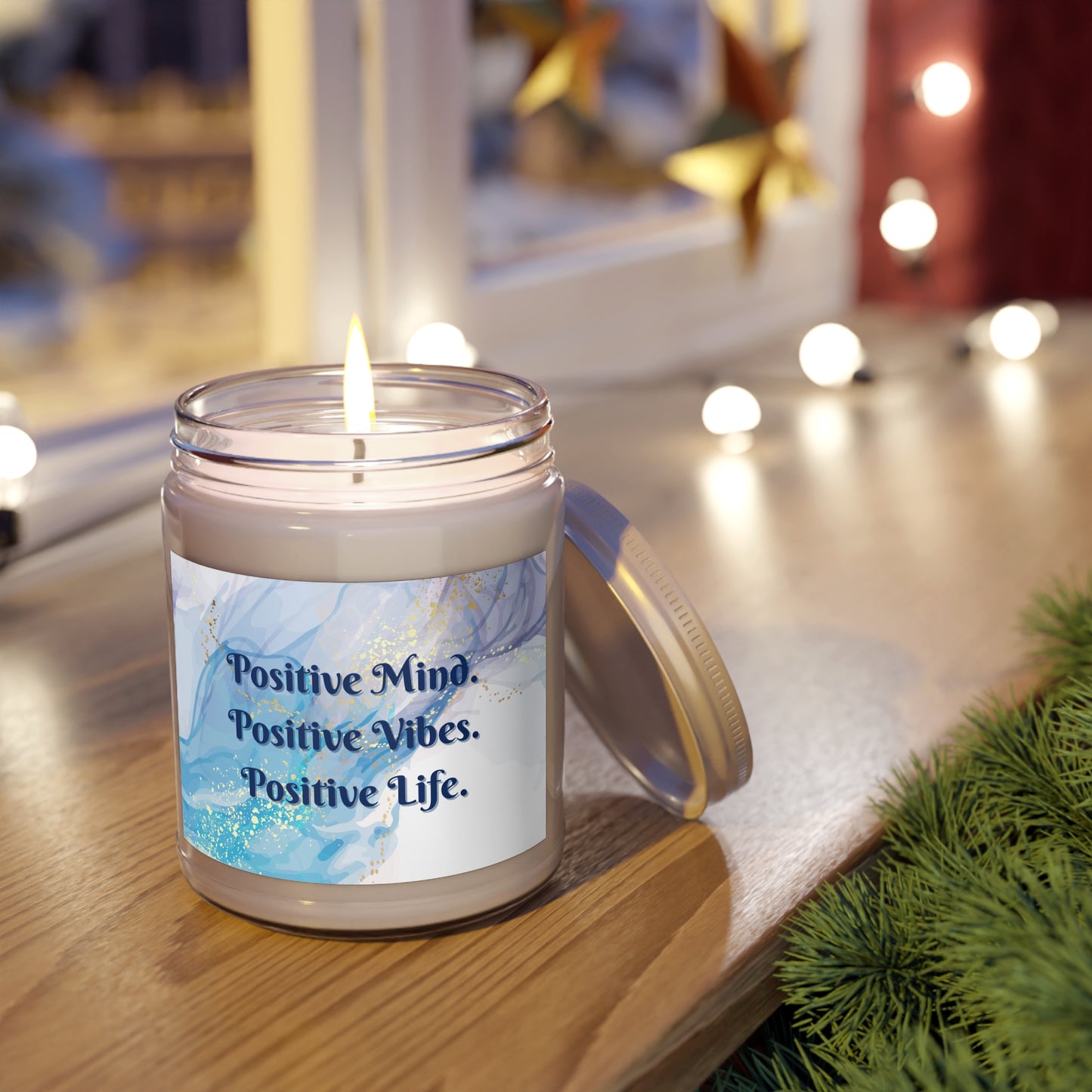 Scented Candle - 9oz - "Positive mind, Positive Vibes, Positive Life"