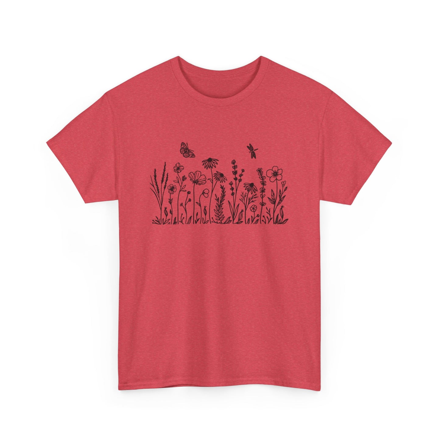 Whimsical Floral Unisex Heavy Cotton Tee - Nature Lover's T-Shirt