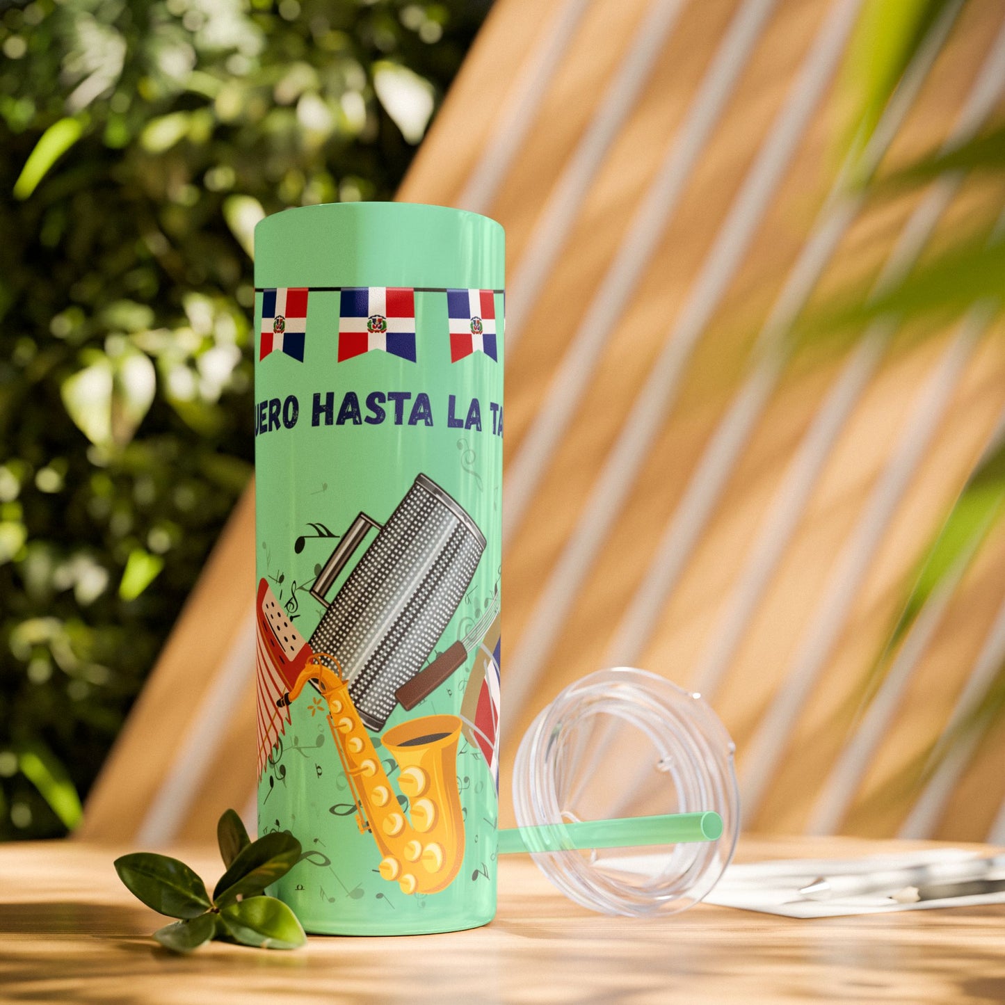 Dominican Fiesta Skinny Tumbler with Straw, 20oz - Perfect for Celebrations!