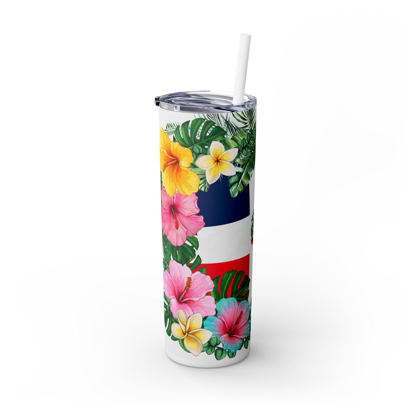 Dominican Republic Floral Skinny Tumbler with Straw - 20oz Travel Mug