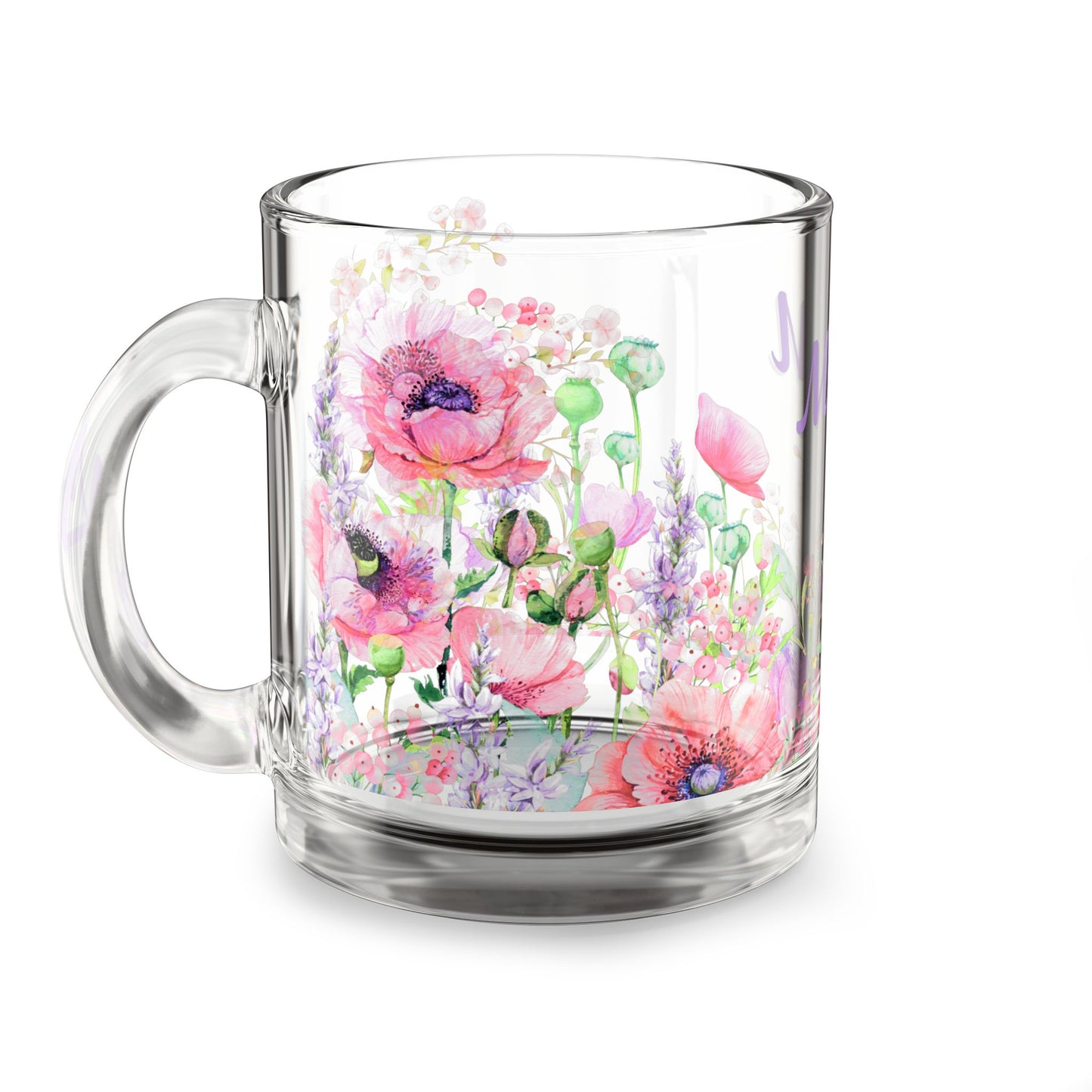 Personalized Floral Mom Glass Mug - 10oz, Perfect Gift for Mother’s Day