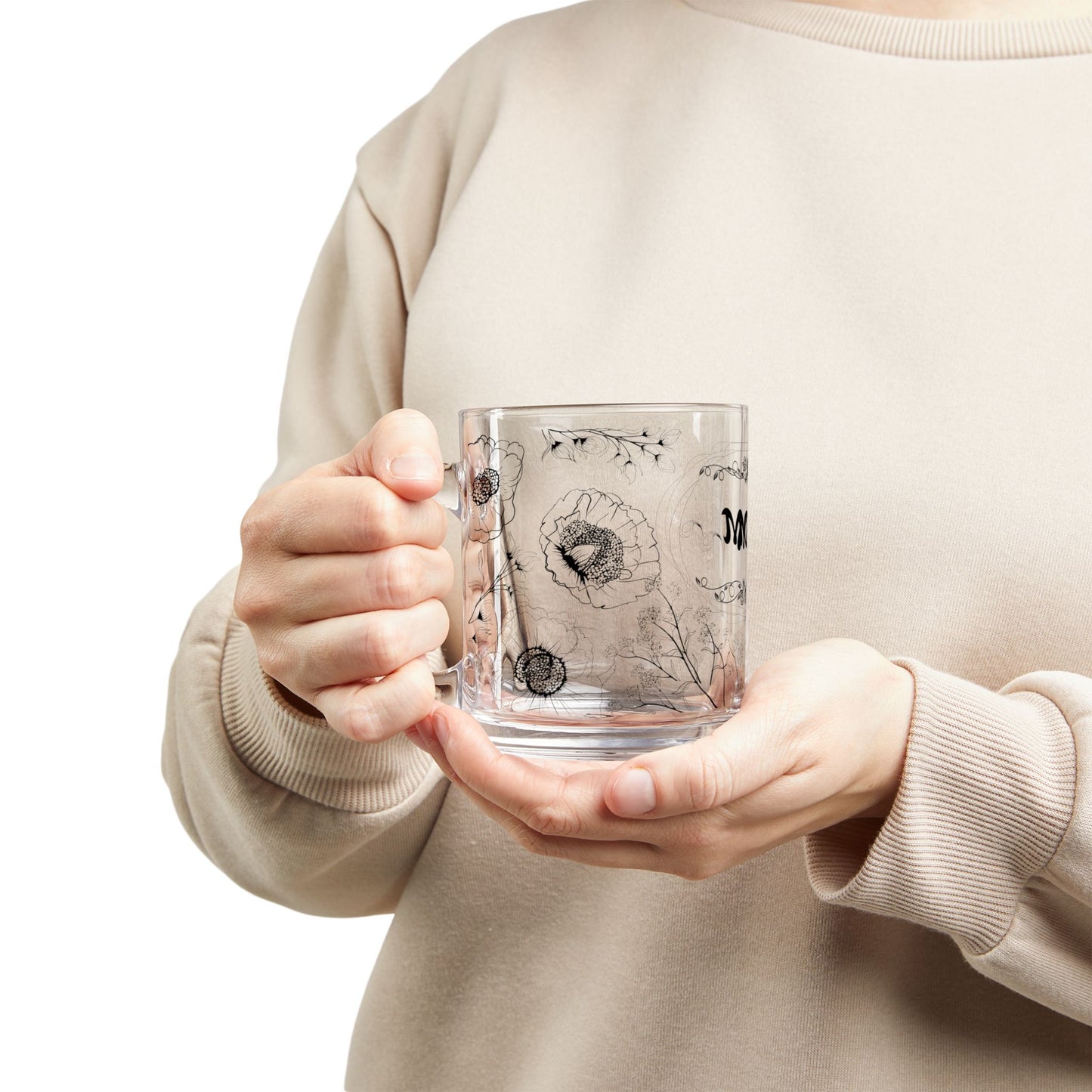 Elegant Floral Glass Mug for Mom - 10oz - Perfect Gift for Mother's Day