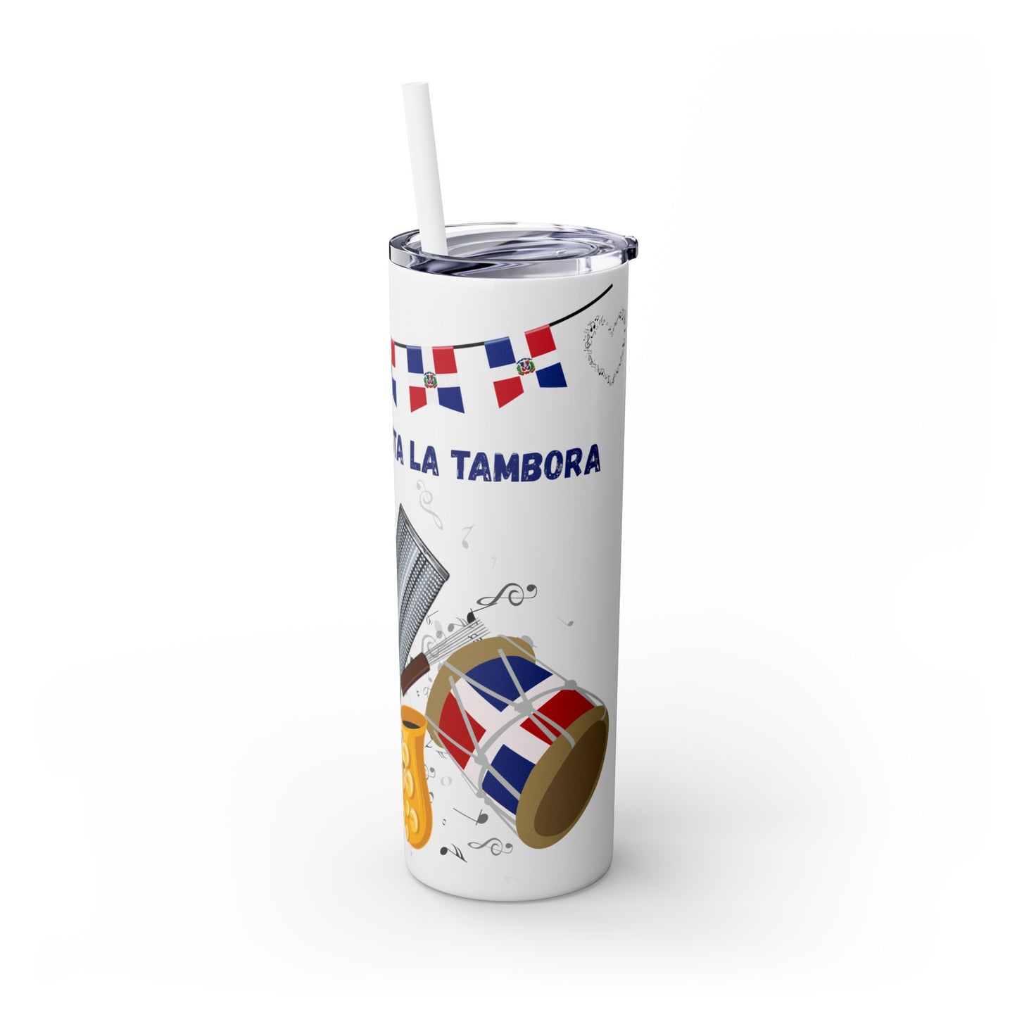 Dominican Fiesta Skinny Tumbler with Straw, 20oz - Perfect for Celebrations!