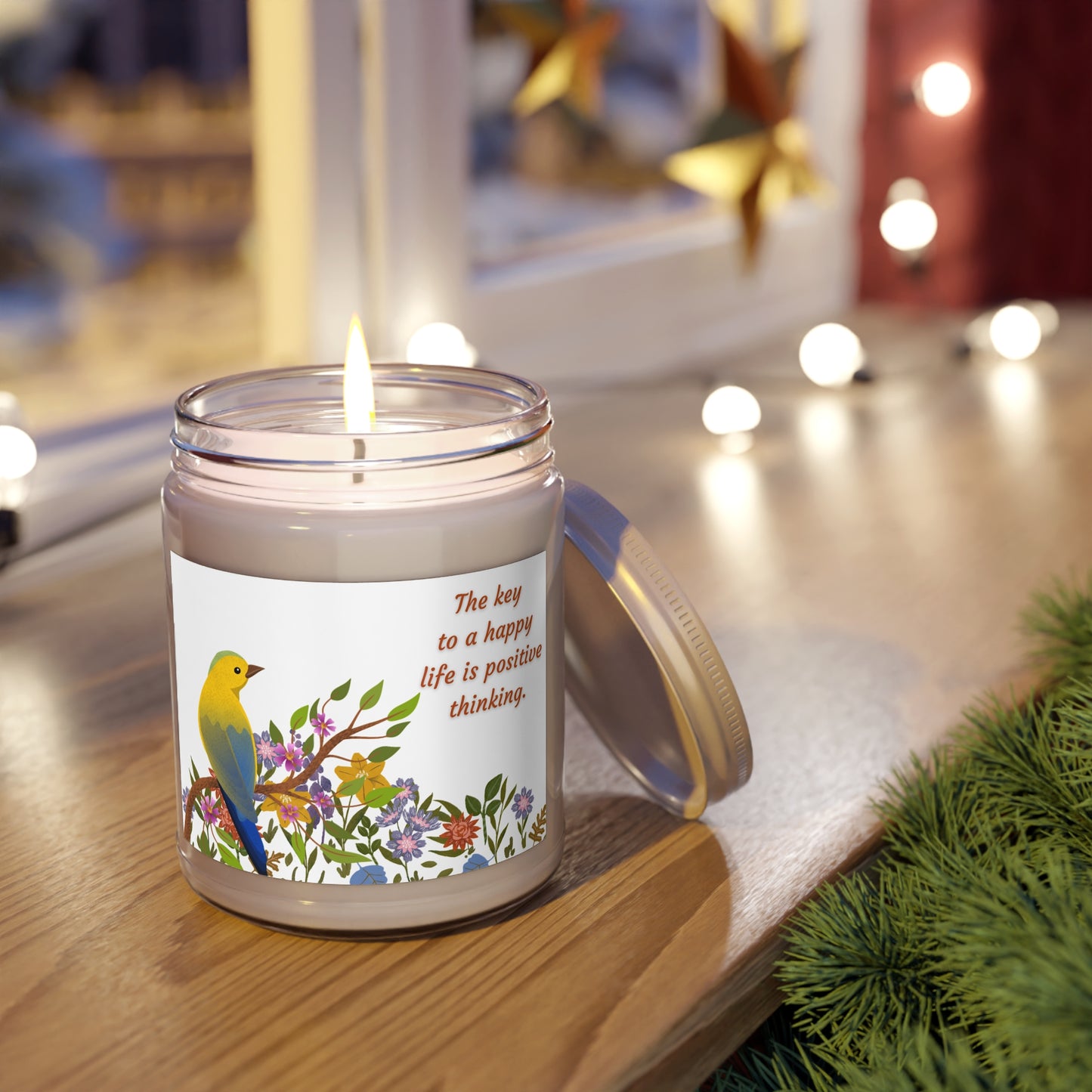 Scented Candle - 9oz -" The key to happiness is positive thinking"