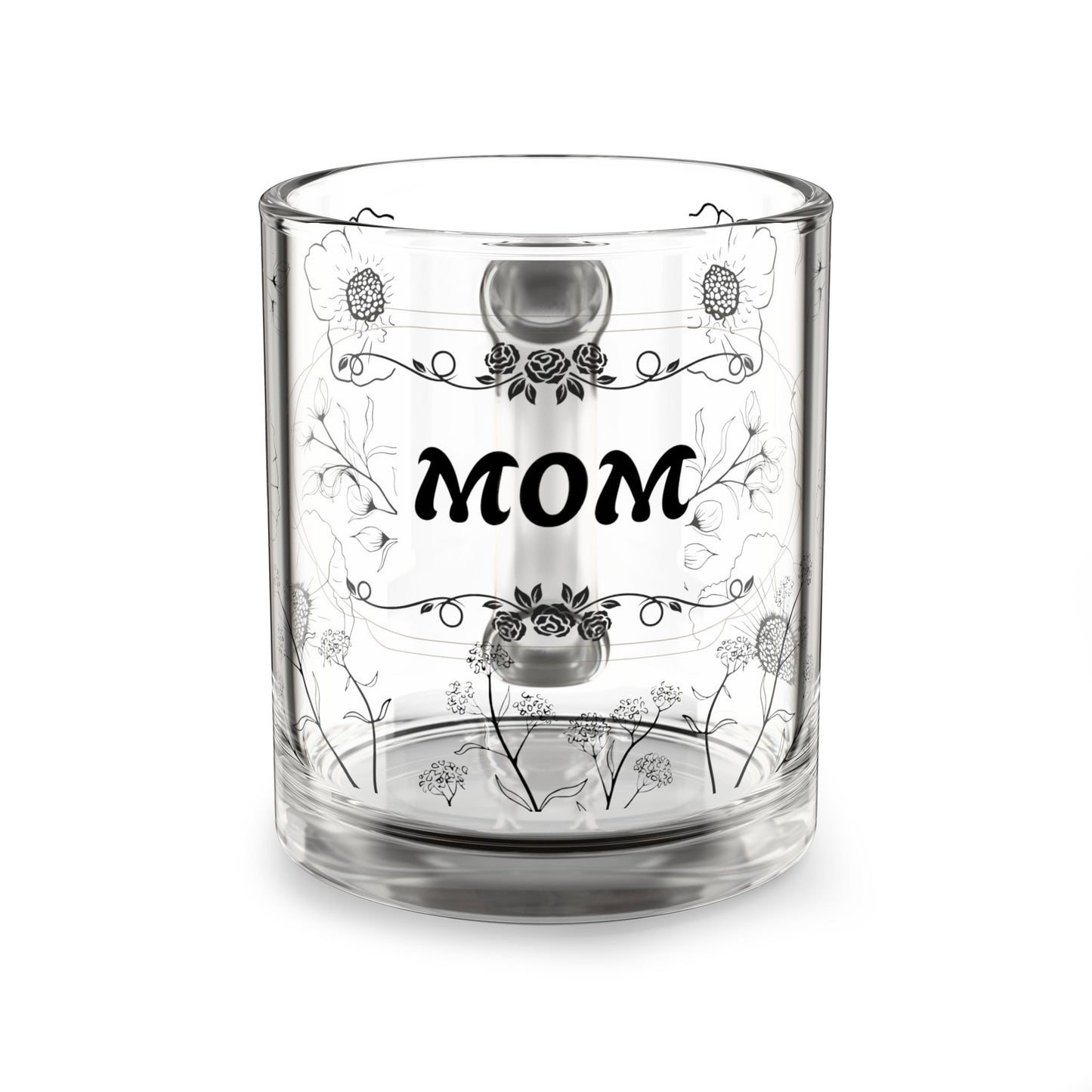 Elegant Floral Glass Mug for Mom - 10oz - Perfect Gift for Mother's Day