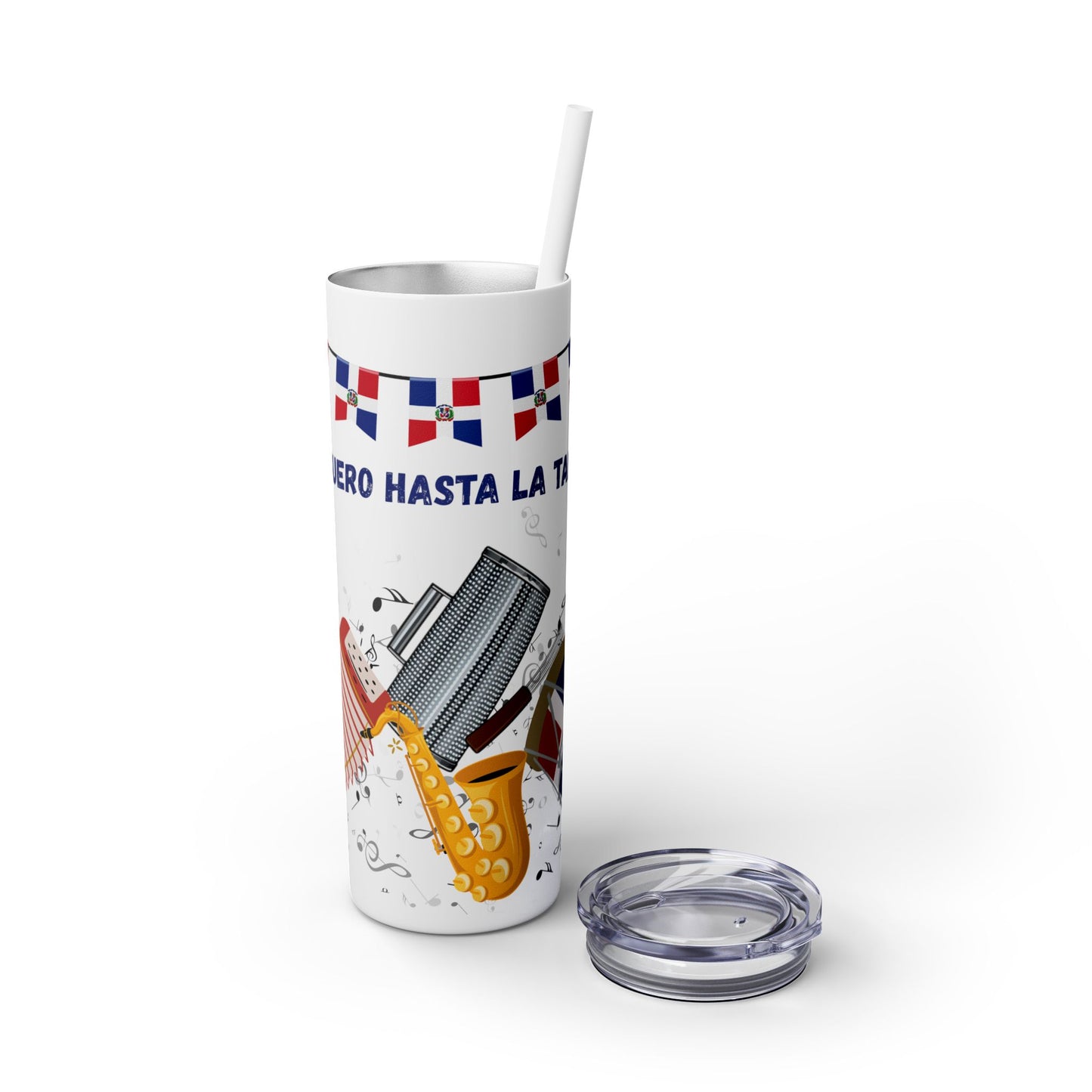 Dominican Fiesta Skinny Tumbler with Straw, 20oz - Perfect for Celebrations!