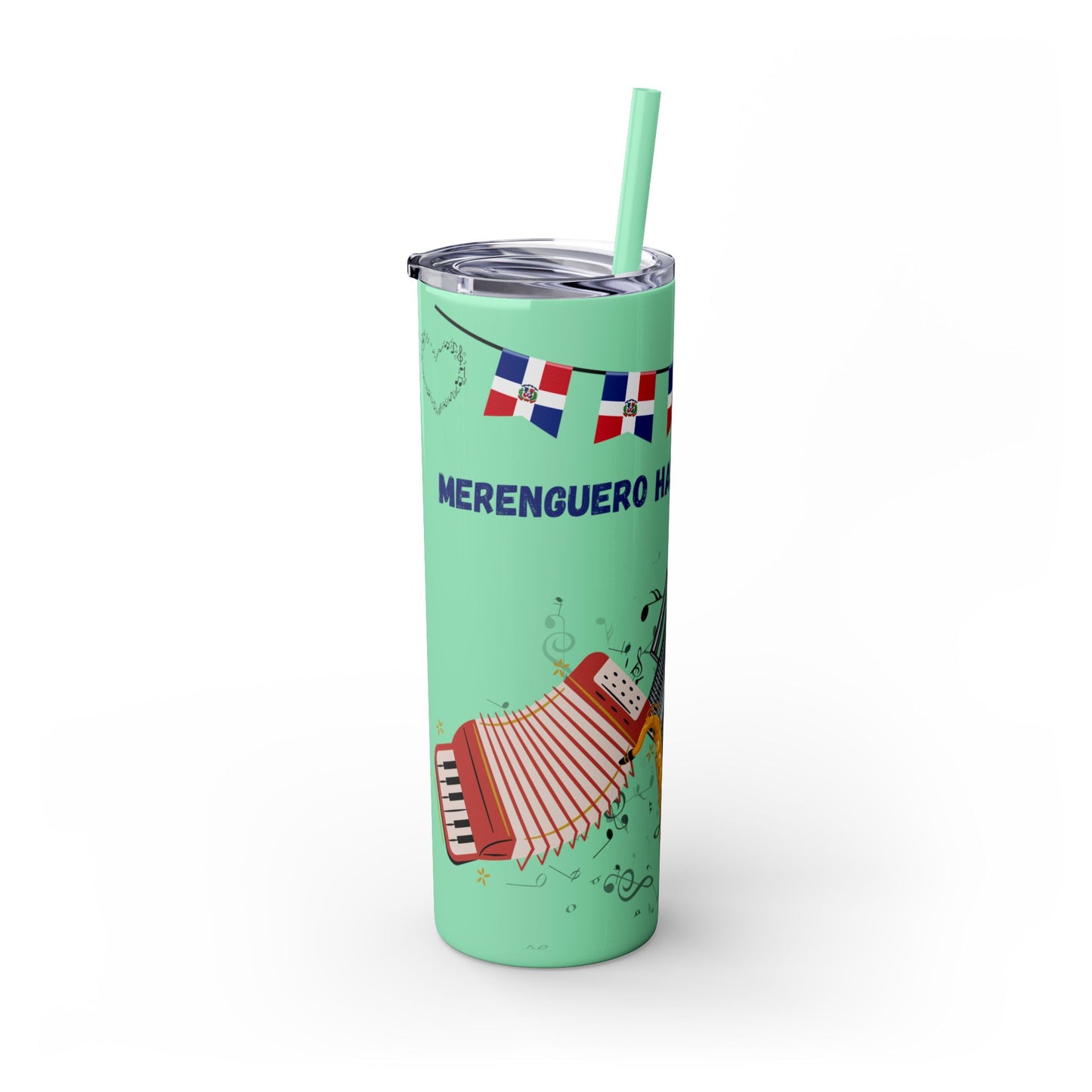 Dominican Fiesta Skinny Tumbler with Straw, 20oz - Perfect for Celebrations!