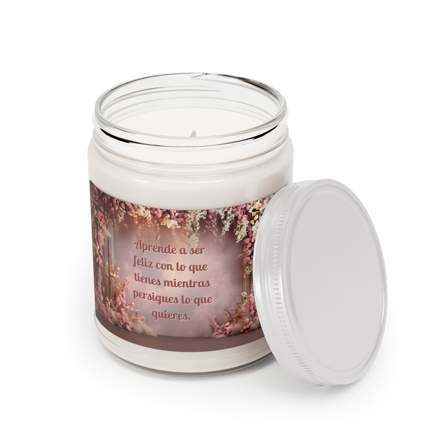 Vela Aromatica - 9oz - "Aprende a ser feliz con lo que tienes mientras persigues lo que quieres"