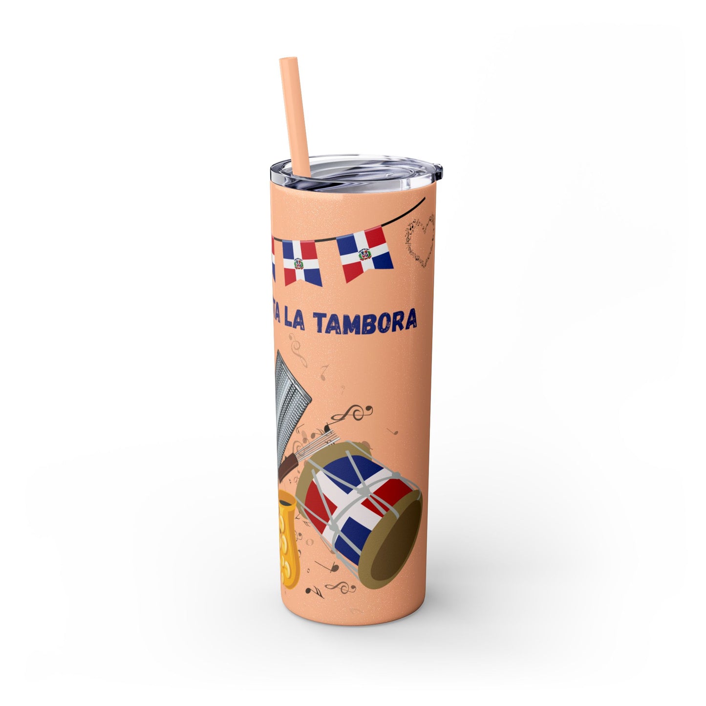 Dominican Fiesta Skinny Tumbler with Straw, 20oz - Perfect for Celebrations!