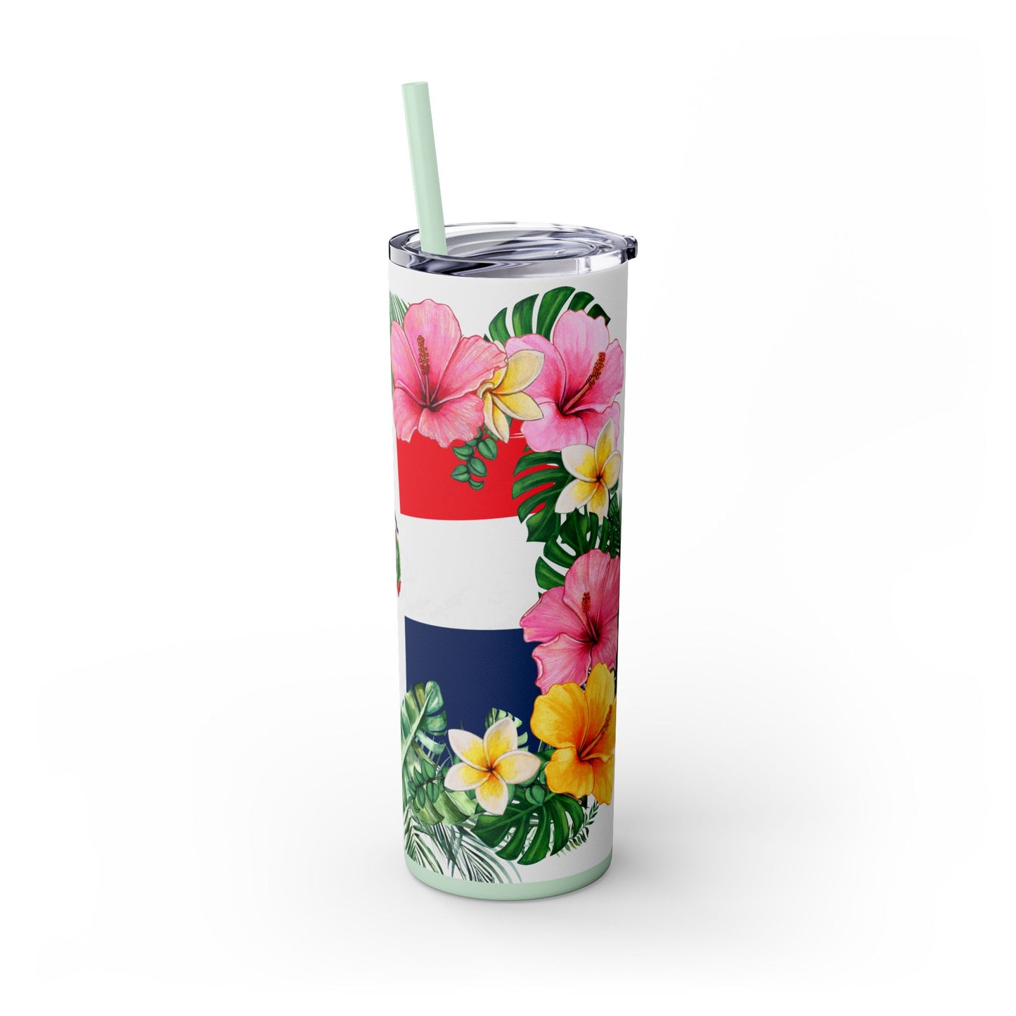 Dominican Republic Floral Skinny Tumbler with Straw - 20oz Travel Mug