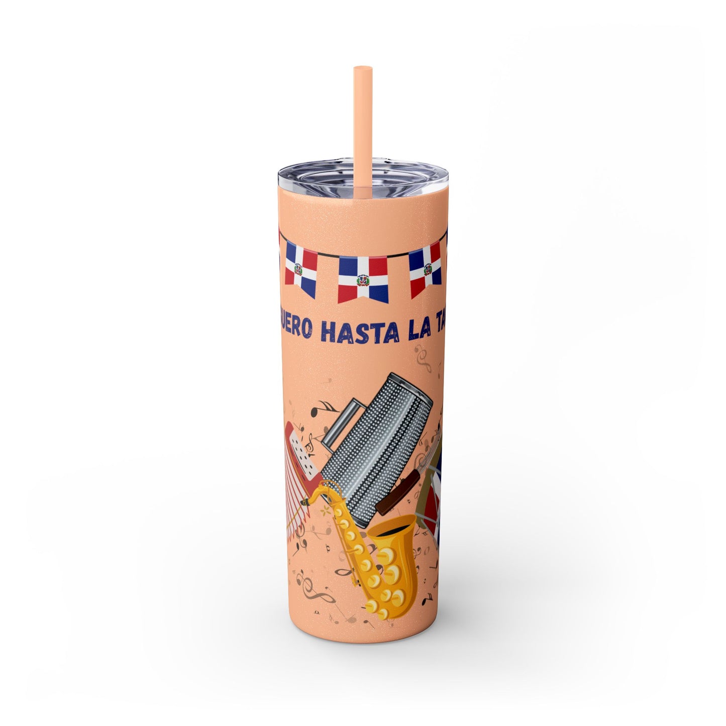 Dominican Fiesta Skinny Tumbler with Straw, 20oz - Perfect for Celebrations!