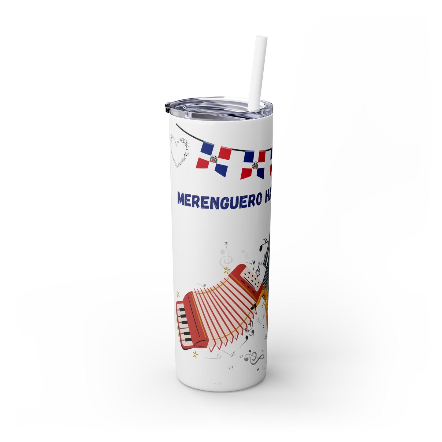 Dominican Fiesta Skinny Tumbler with Straw, 20oz - Perfect for Celebrations!
