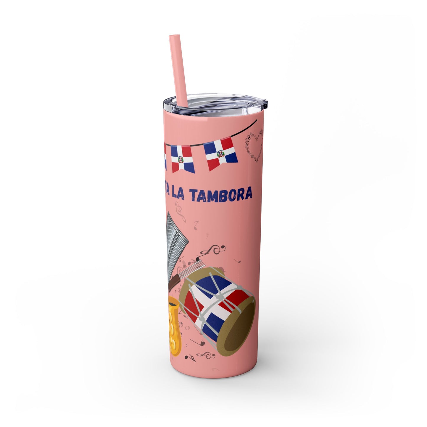 Dominican Fiesta Skinny Tumbler with Straw, 20oz - Perfect for Celebrations!