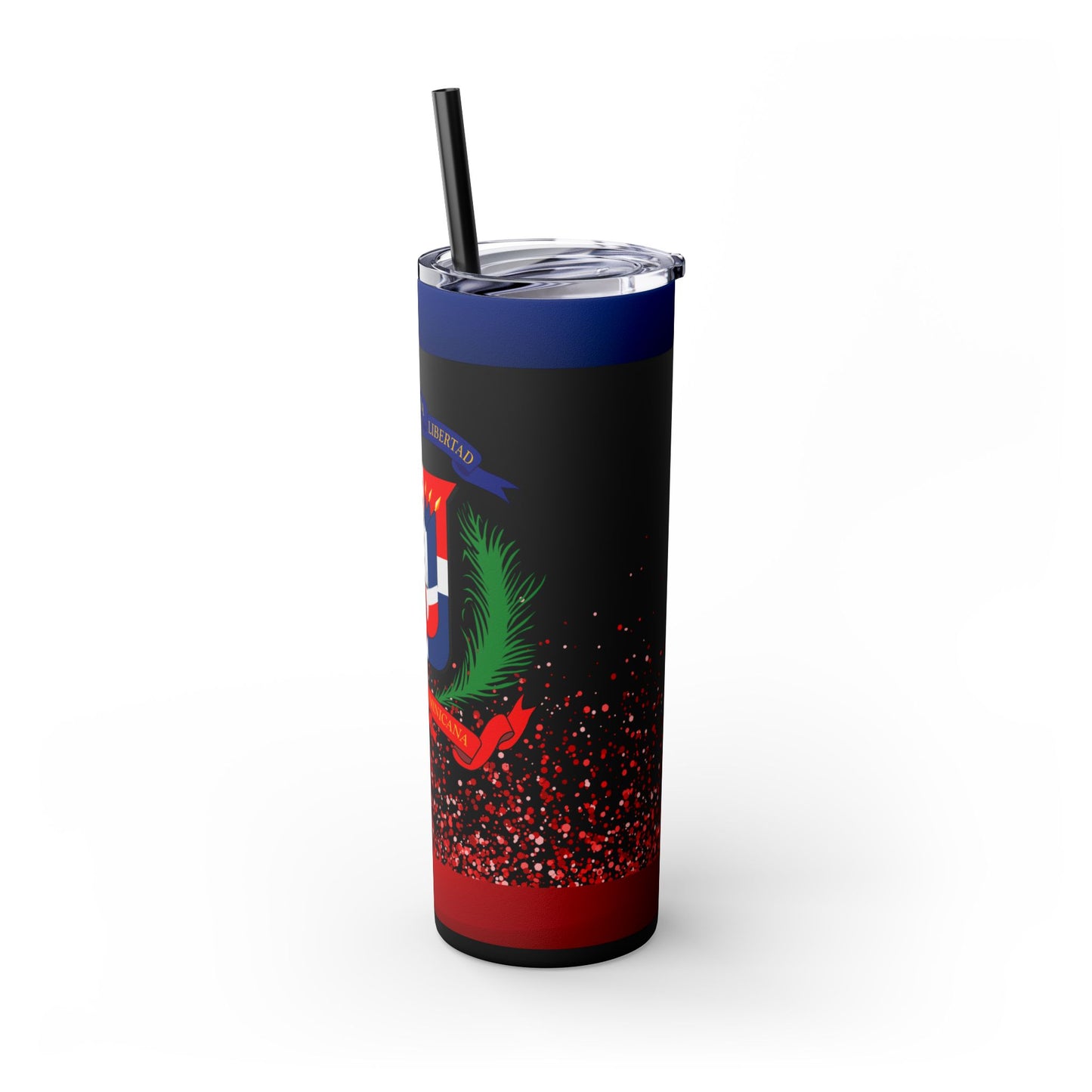 Dominican Republic Skinny Tumbler with Straw - 20oz Patriotic Drinkware