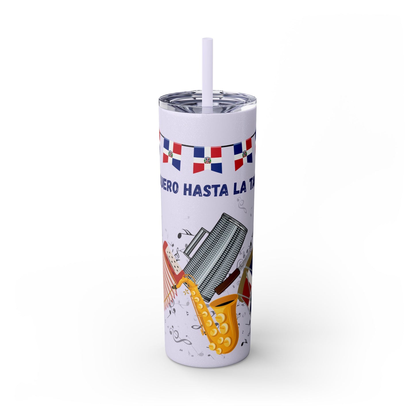 Dominican Fiesta Skinny Tumbler with Straw, 20oz - Perfect for Celebrations!