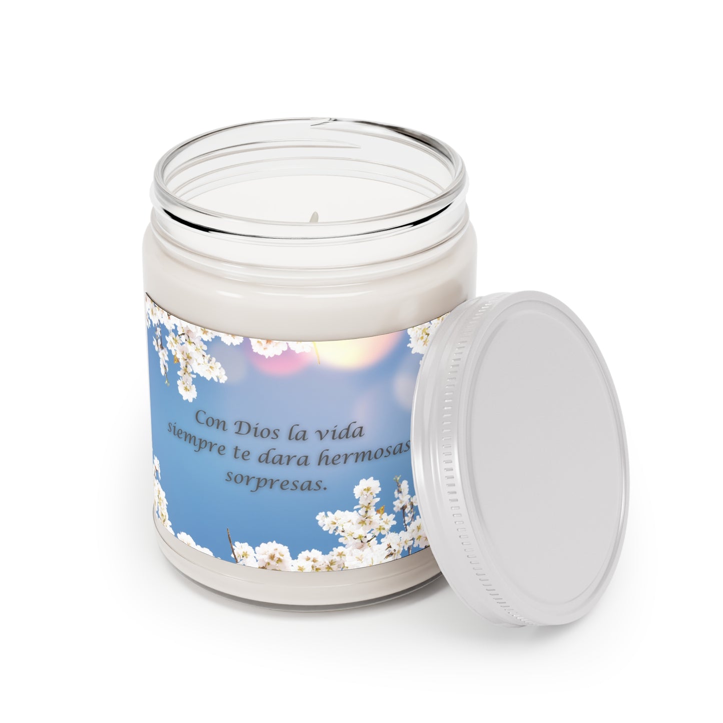 Vela Aromatica - 9oz - "Con Dios la vida siempre te dara hermosas sorpresas"
