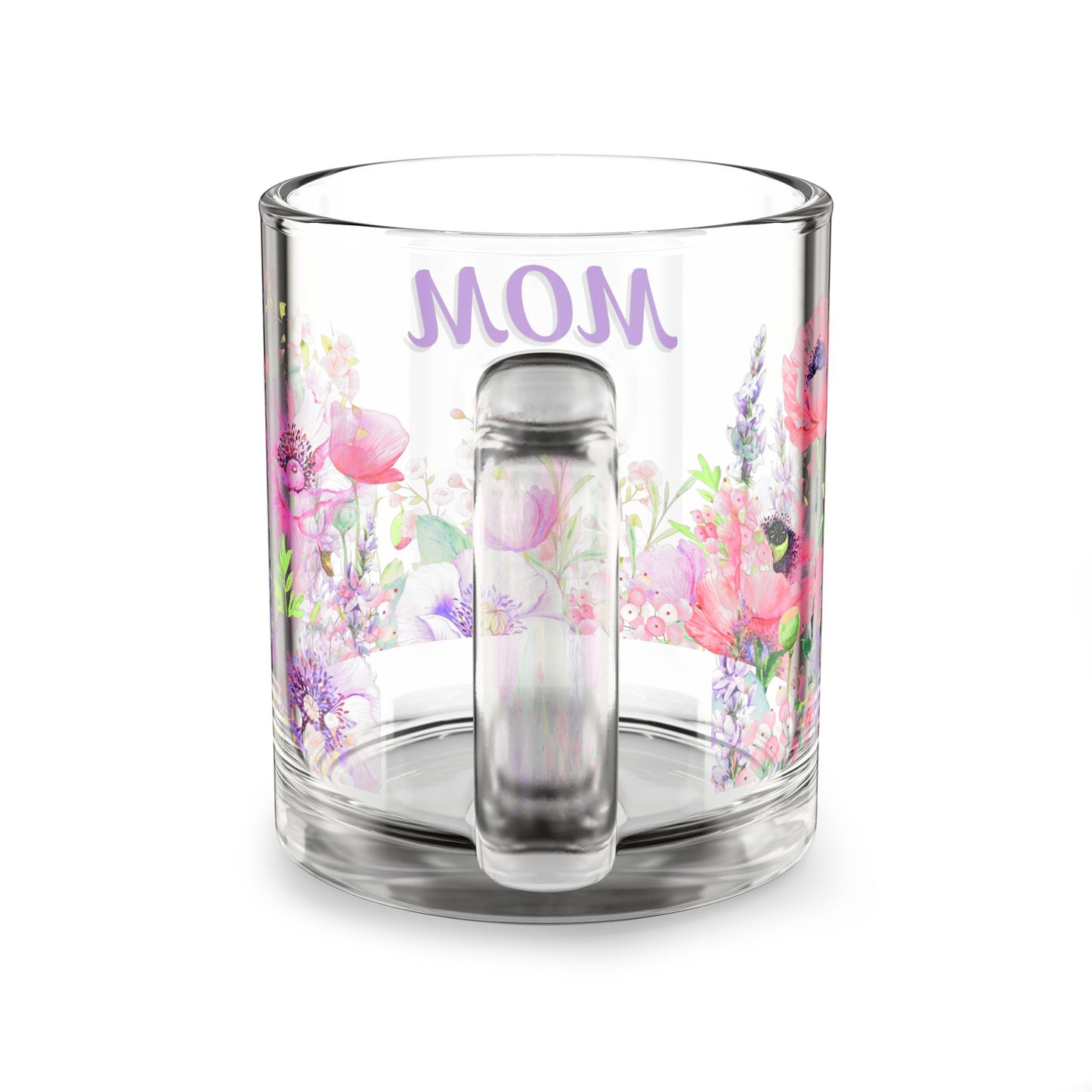 Personalized Floral Mom Glass Mug - 10oz, Perfect Gift for Mother’s Day