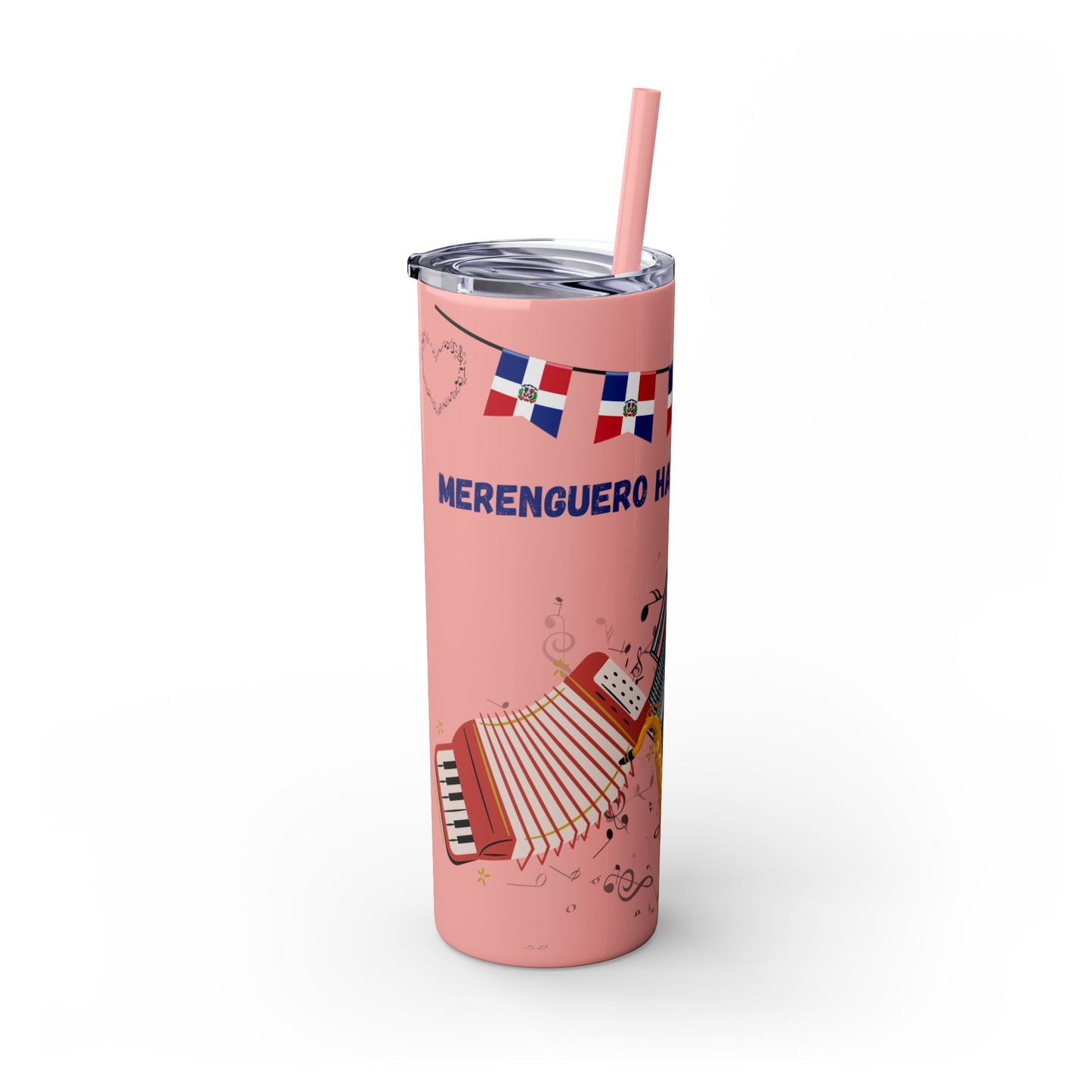 Dominican Fiesta Skinny Tumbler with Straw, 20oz - Perfect for Celebrations!