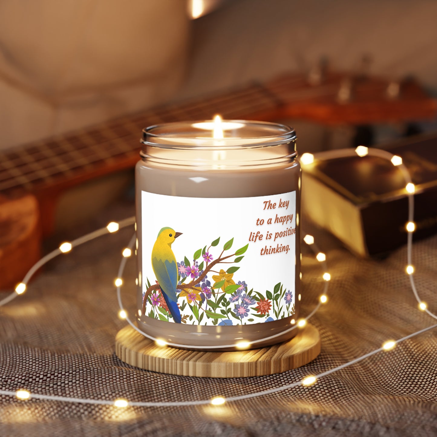 Scented Candle - 9oz -" The key to happiness is positive thinking"