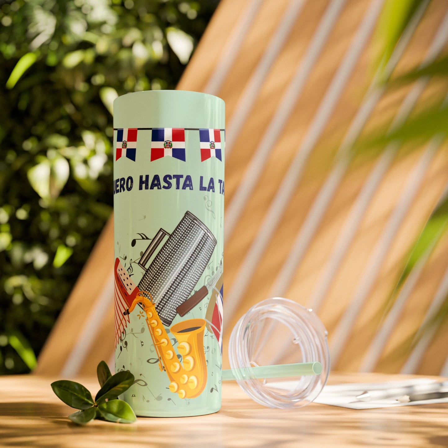 Dominican Fiesta Skinny Tumbler with Straw, 20oz - Perfect for Celebrations!
