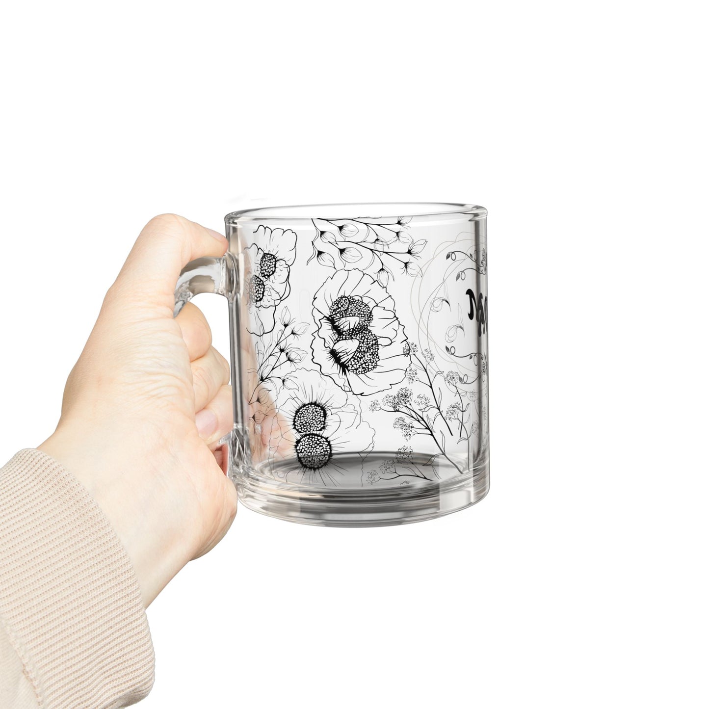 Elegant Floral Glass Mug for Mom - 10oz - Perfect Gift for Mother's Day