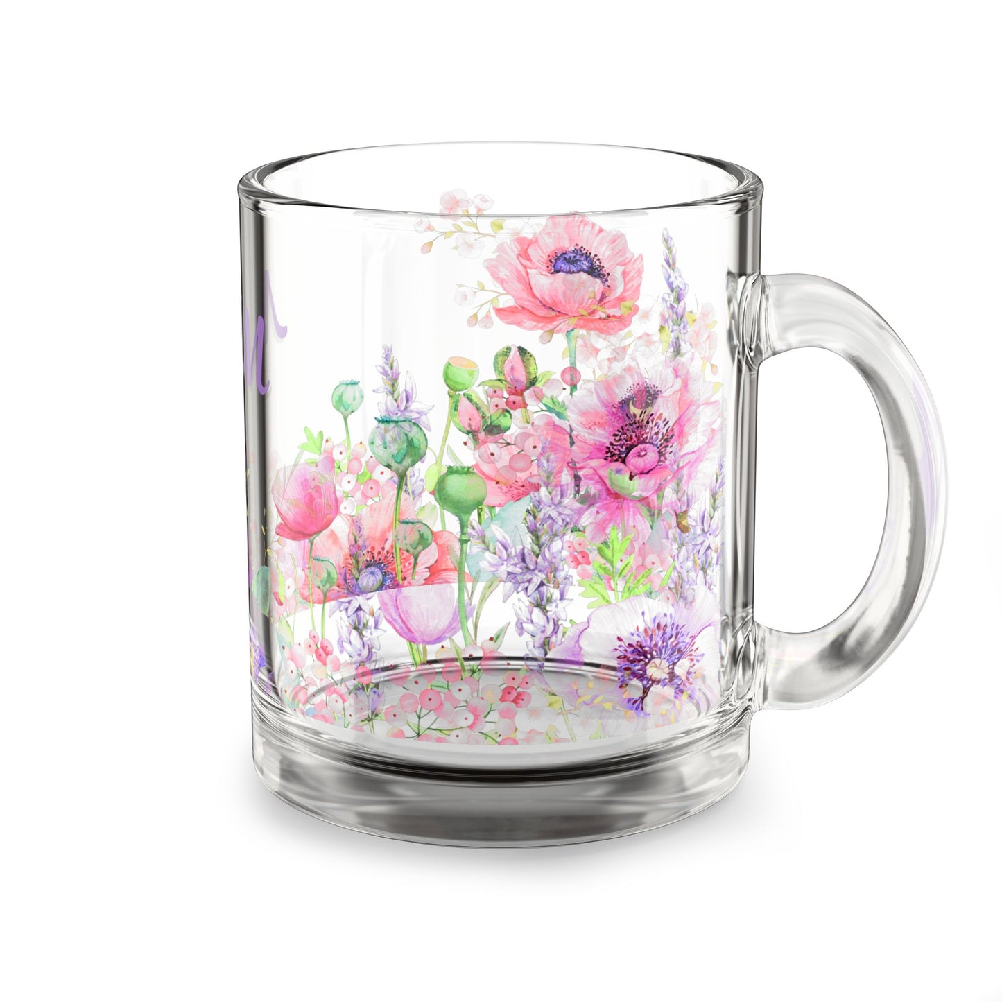 Personalized Floral Mom Glass Mug - 10oz, Perfect Gift for Mother’s Day