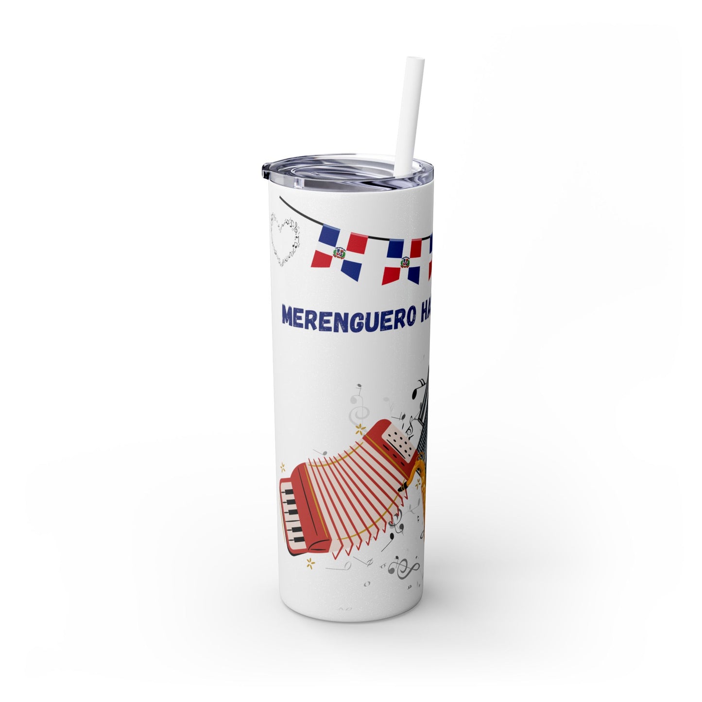 Dominican Fiesta Skinny Tumbler with Straw, 20oz - Perfect for Celebrations!