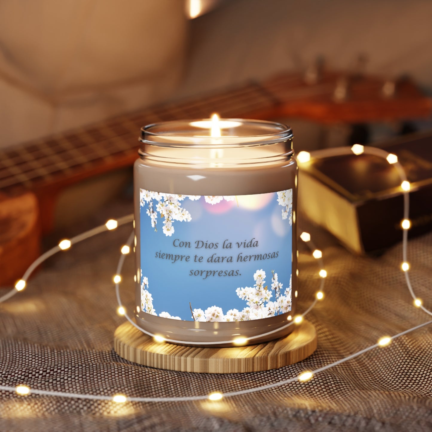 Vela Aromatica - 9oz - "Con Dios la vida siempre te dara hermosas sorpresas"