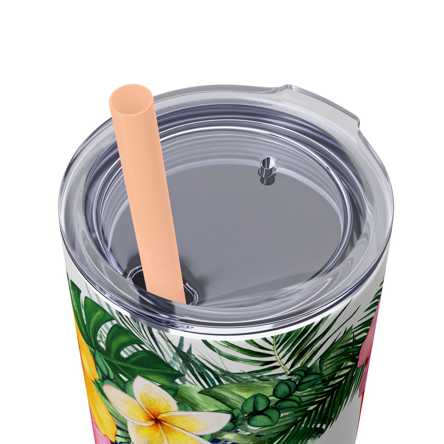 Dominican Republic Floral Skinny Tumbler with Straw - 20oz Travel Mug