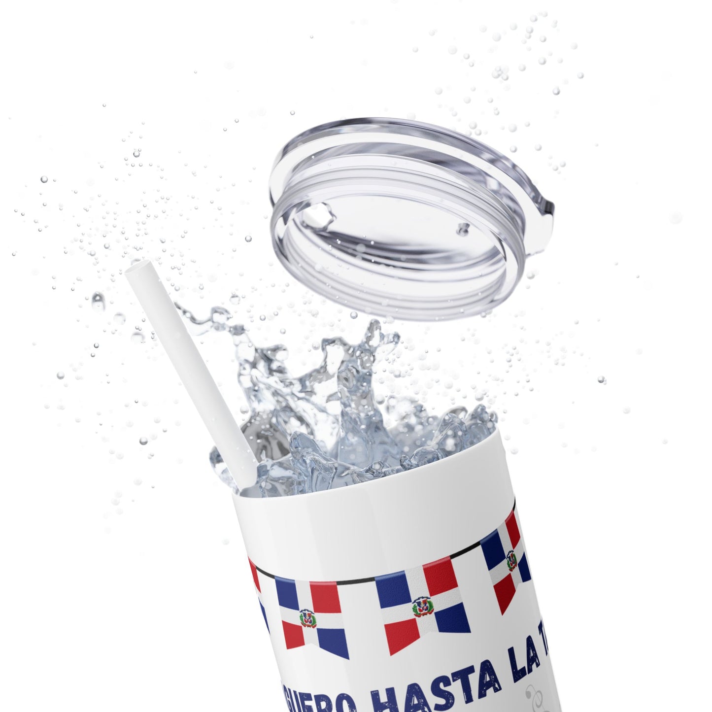 Dominican Fiesta Skinny Tumbler with Straw, 20oz - Perfect for Celebrations!