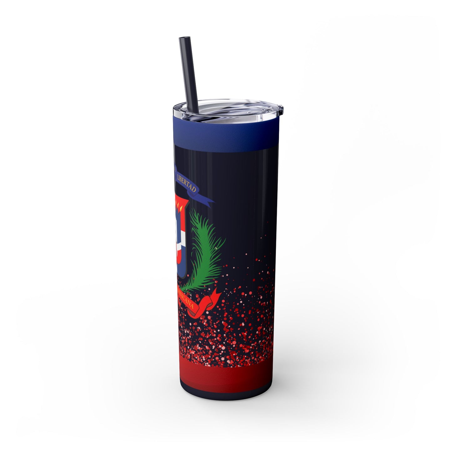 Dominican Republic Skinny Tumbler with Straw - 20oz Patriotic Drinkware