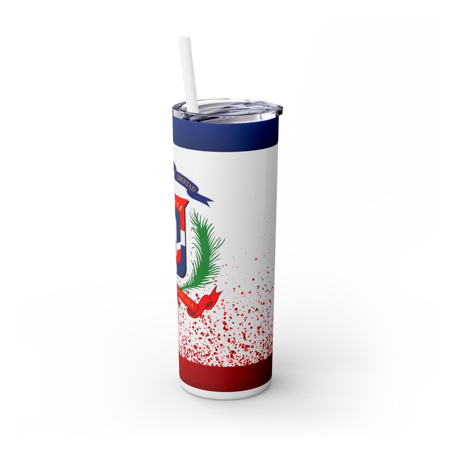 Dominican Republic Skinny Tumbler with Straw - 20oz Patriotic Drinkware
